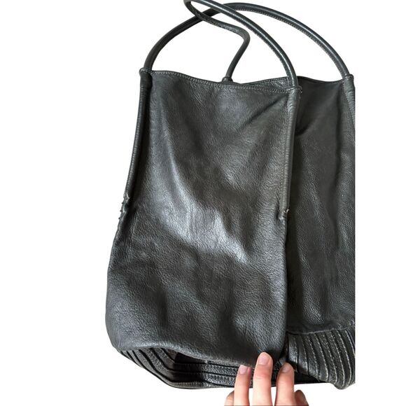 MAJO Leather Hobo Tote Bag Black made in Italy - Picture 12 of 15